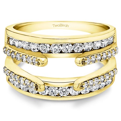 1.01 Ct. Combination Cathedral and Classic Ring Guard in Yellow Gold