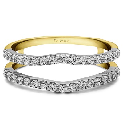 0.24 Ct. Double Shared Prong Curved Ring Guard in Two Tone Gold