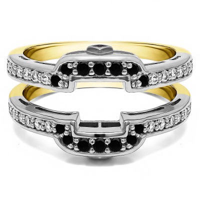 .50 Ct. Square Halo Peek-a-Boo Wedding Ring Guard in Two Tone Gold