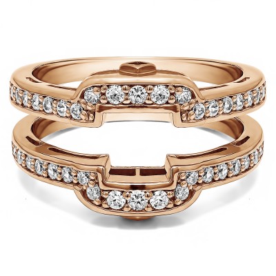 .50 Ct. Square Halo Peek-a-Boo Wedding Ring Guard in Rose Gold
