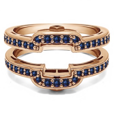 .50 Ct. Sapphire Square Halo Peek-a-Boo Wedding Ring Guard in Rose Gold