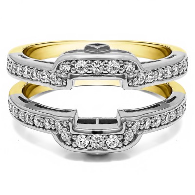 .50 Ct. Square Halo Peek-a-Boo Wedding Ring Guard in Two Tone Gold