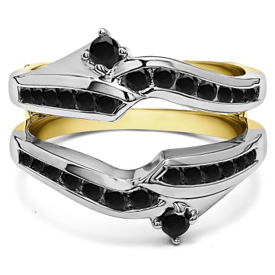 0.79 Ct. Round Ying Yang Anniversary Ring Guard in Two Tone Gold