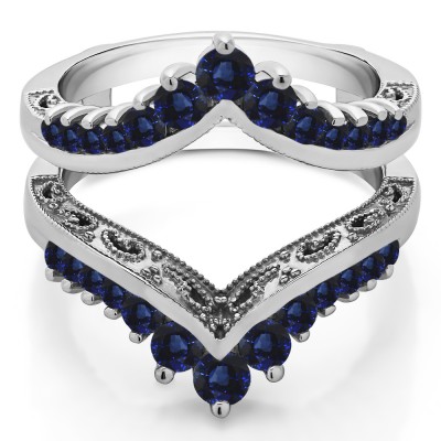 0.98 Ct. Sapphire Filigree Vintage Wedding Ring Guard