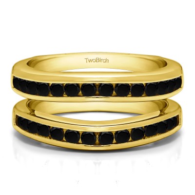 0.66 Ct. Black Stone Channel Set Contour Wedding Ring in Yellow Gold