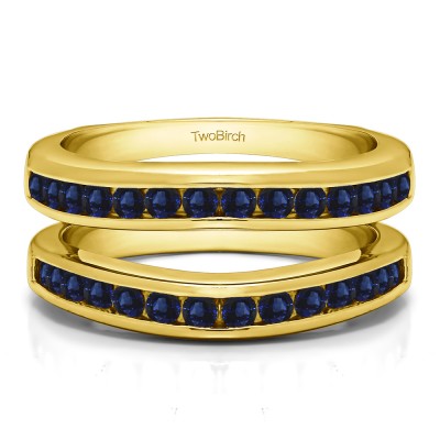 0.66 Ct. Sapphire Channel Set Contour Wedding Ring in Yellow Gold