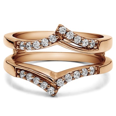0.3 Ct. Bypass Prong Set Wedding Ring Guard in Rose Gold