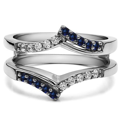 0.3 Ct. Sapphire and Diamond Bypass Prong Set Wedding Ring Guard