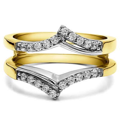 0.3 Ct. Bypass Prong Set Wedding Ring Guard in Two Tone Gold