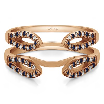 0.34 Ct. Sapphire and Diamond Cathedral Infinity Ring Guard Enhancer in Rose Gold