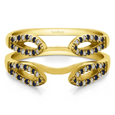0.34 Ct. Sapphire and Diamond Cathedral Infinity Ring Guard Enhancer in Yellow Gold
