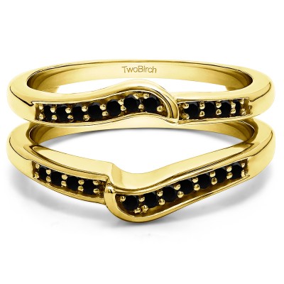 0.22 Ct. Black Stone Channel Set Knott Designed Ring Guard Enhancer in Yellow Gold