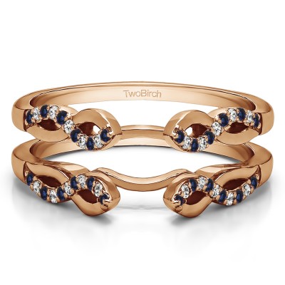 0.22 Ct. Sapphire and Diamond Cathedral Infinity Designed Wedding ring guard in Rose Gold
