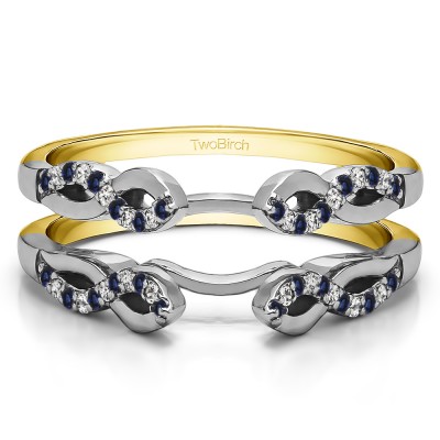 0.22 Ct. Cathedral Infinity Designed Wedding ring guard in Two Tone Gold