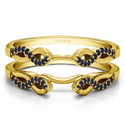 0.22 Ct. Sapphire Cathedral Infinity Designed Wedding ring guard in Yellow Gold