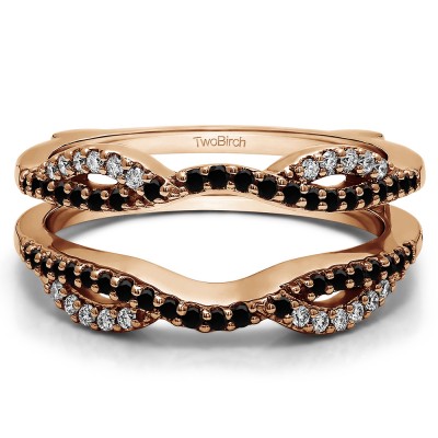 0.32 Ct. Black and White Stone Infinity Criss Cross ring guard in Rose Gold