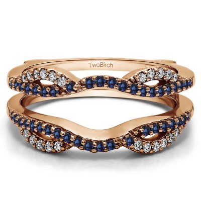 0.32 Ct. Sapphire and Diamond Infinity Criss Cross ring guard in Rose Gold