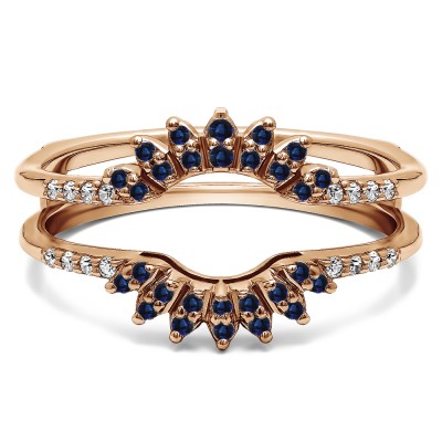 0.2 Ct. Sapphire and Diamond Contoured Wedding Ring Jacket in Rose Gold