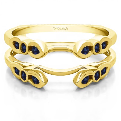 0.08 Ct. Sapphire Bezel Cathedral Wedding Ring Guard in Yellow Gold