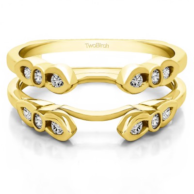 0.08 Ct. Bezel Cathedral Wedding Ring Guard in Yellow Gold