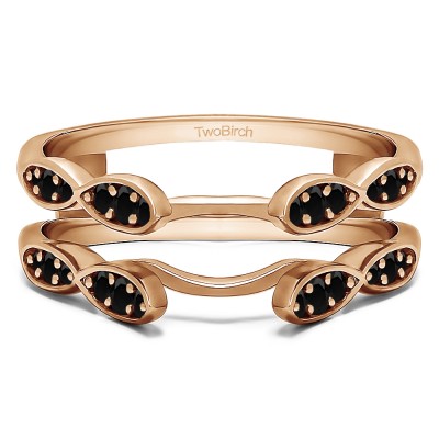 0.32 Ct. Black Stone Shared Prong Cathedral Infinity Ring Guard in Rose Gold