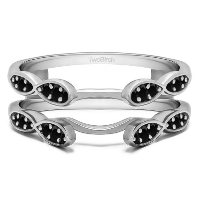 0.32 Ct. Black Stone Shared Prong Cathedral Infinity Ring Guard
