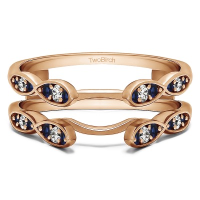 0.32 Ct. Sapphire and Diamond Shared Prong Cathedral Infinity Ring Guard in Rose Gold