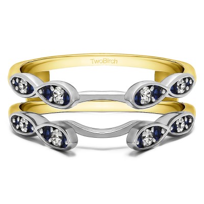 0.32 Ct. Shared Prong Cathedral Infinity Ring Guard in Two Tone Gold