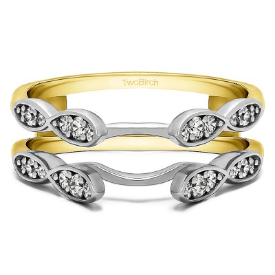 0.32 Ct. Shared Prong Cathedral Infinity Ring Guard in Two Tone Gold