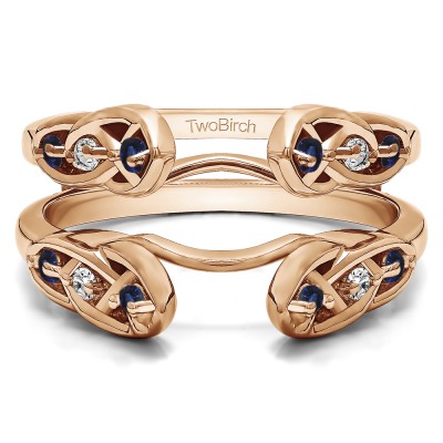 0.24 Ct. Sapphire and Diamond Infinity Cathedral Celtic ring guard in Rose Gold