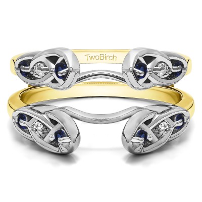 0.24 Ct. Infinity Cathedral Celtic ring guard in Two Tone Gold