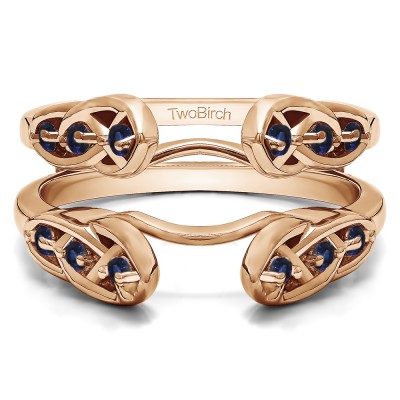 0.24 Ct. Sapphire Infinity Cathedral Celtic ring guard in Rose Gold