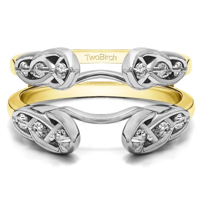 0.24 Ct. Infinity Cathedral Celtic ring guard in Two Tone Gold