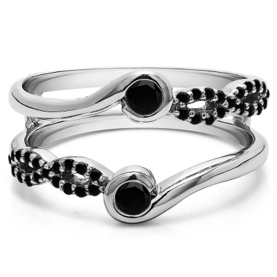 0.34 Ct. Black Stone Infinity Bypass Ring Guard Enhancer