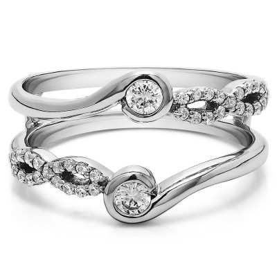 0.34 Ct. Infinity Bypass Ring Guard Enhancer With Cubic Zirconia Mounted in Sterling Silver.(Size 9.5)