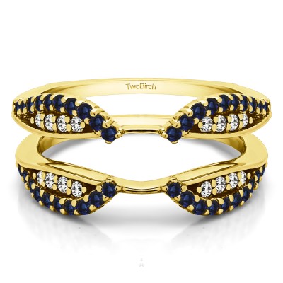 0.56 Ct. Sapphire and Diamond Cathedral Infinity Ring Guard Enhancer in Yellow Gold