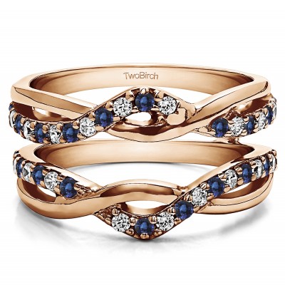 0.57 Ct. Sapphire and Diamond Criss Cross Infinity Ring Guard Enhancer in Rose Gold