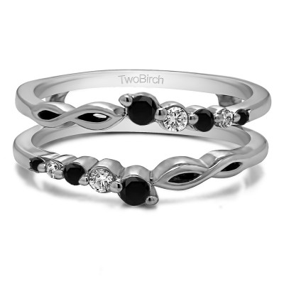 0.25 Ct. Black and White Stone Graduated Infinity Ring Guard