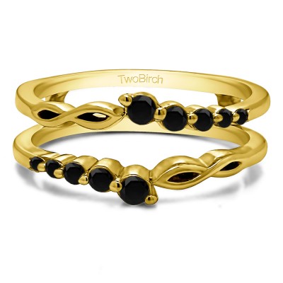 0.25 Ct. Black Stone Graduated Infinity Ring Guard in Yellow Gold