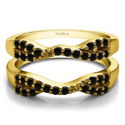 0.51 Ct. Black Stone Infinity Cross Ring Guard in Yellow Gold