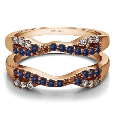 0.51 Ct. Sapphire and Diamond Infinity Cross Ring Guard in Rose Gold