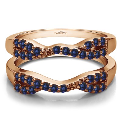 0.51 Ct. Sapphire Infinity Cross Ring Guard in Rose Gold