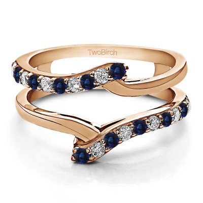 0.5 Ct. Sapphire and Diamond Bypass Shared Prong Ring Guard in Rose Gold