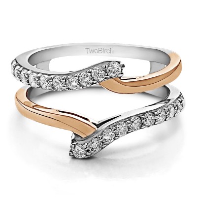 0.5 Ct. Bypass Shared Prong Ring Guard in Two Tone Gold