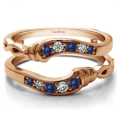 0.22 Ct. Sapphire and Diamond Infinity Bypass Ring Guard in Rose Gold