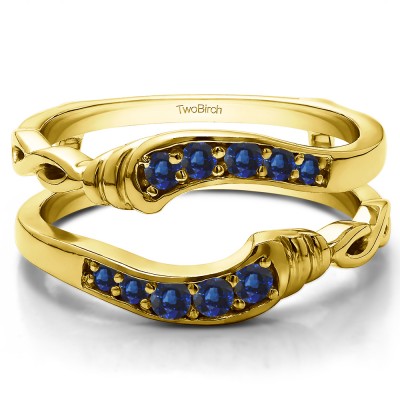 0.22 Ct. Sapphire Infinity Bypass Ring Guard in Yellow Gold