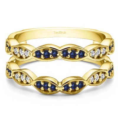 0.3 Ct. Sapphire and Diamond Vintage Stacking Guard Enhancer in Yellow Gold