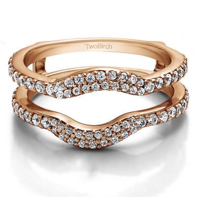 0.67 Ct. Double Row Pave Set Curved Ring Guard in Rose Gold