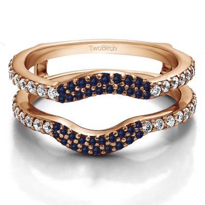 0.67 Ct. Sapphire and Diamond Double Row Pave Set Curved Ring Guard in Rose Gold