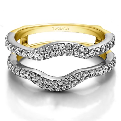 0.67 Ct. Double Row Pave Set Curved Ring Guard in Two Tone Gold